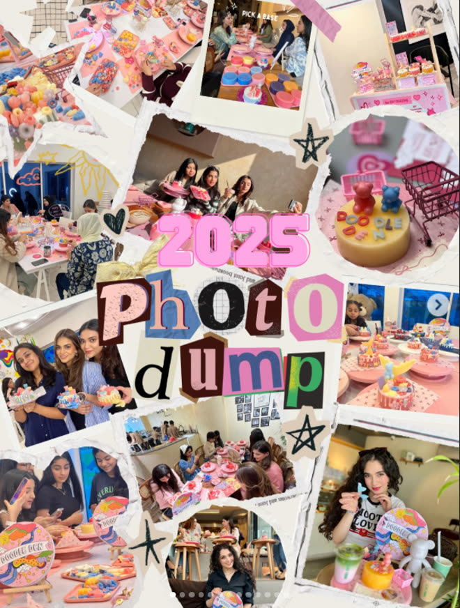 A photo dump collage of Doodle Den sessions across the year